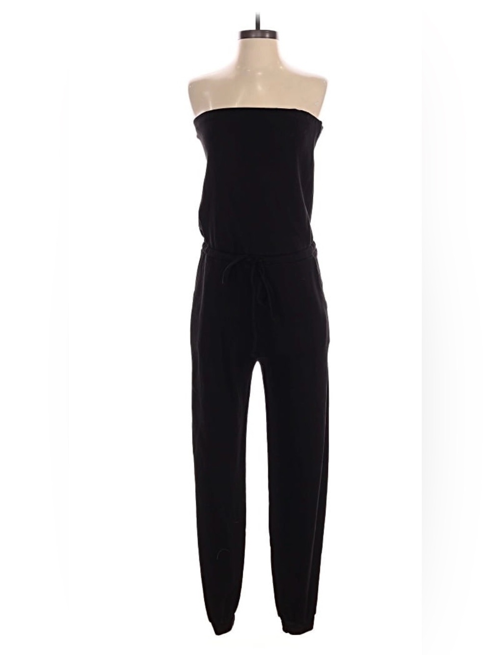 Lanston Strapless Black Jumpsuit with Drawstring Waist